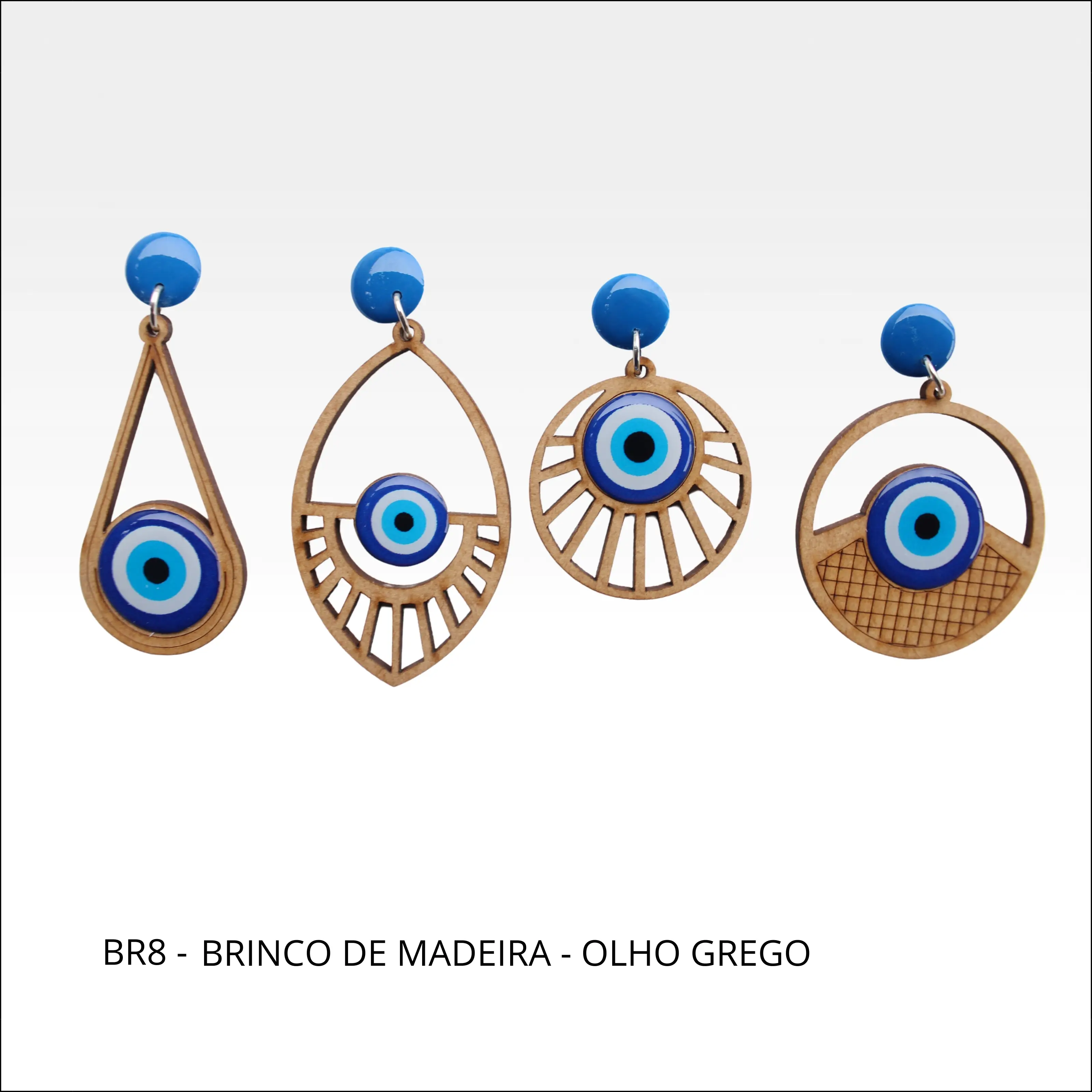 Brinco de Madeira - olho grego